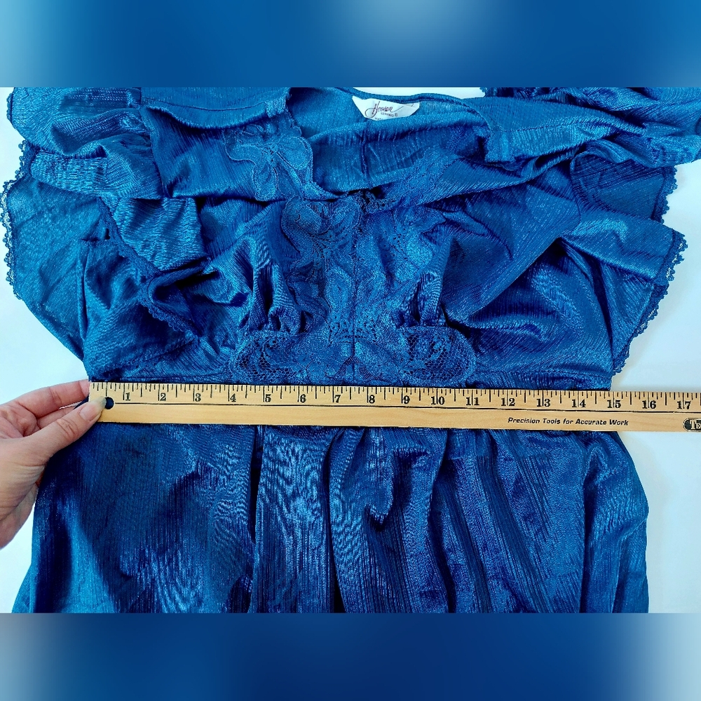 2pc Vintage Blue Nightgown & Robe size Large Henson‎ Kickernick Boudoir - Picture 9 of 10